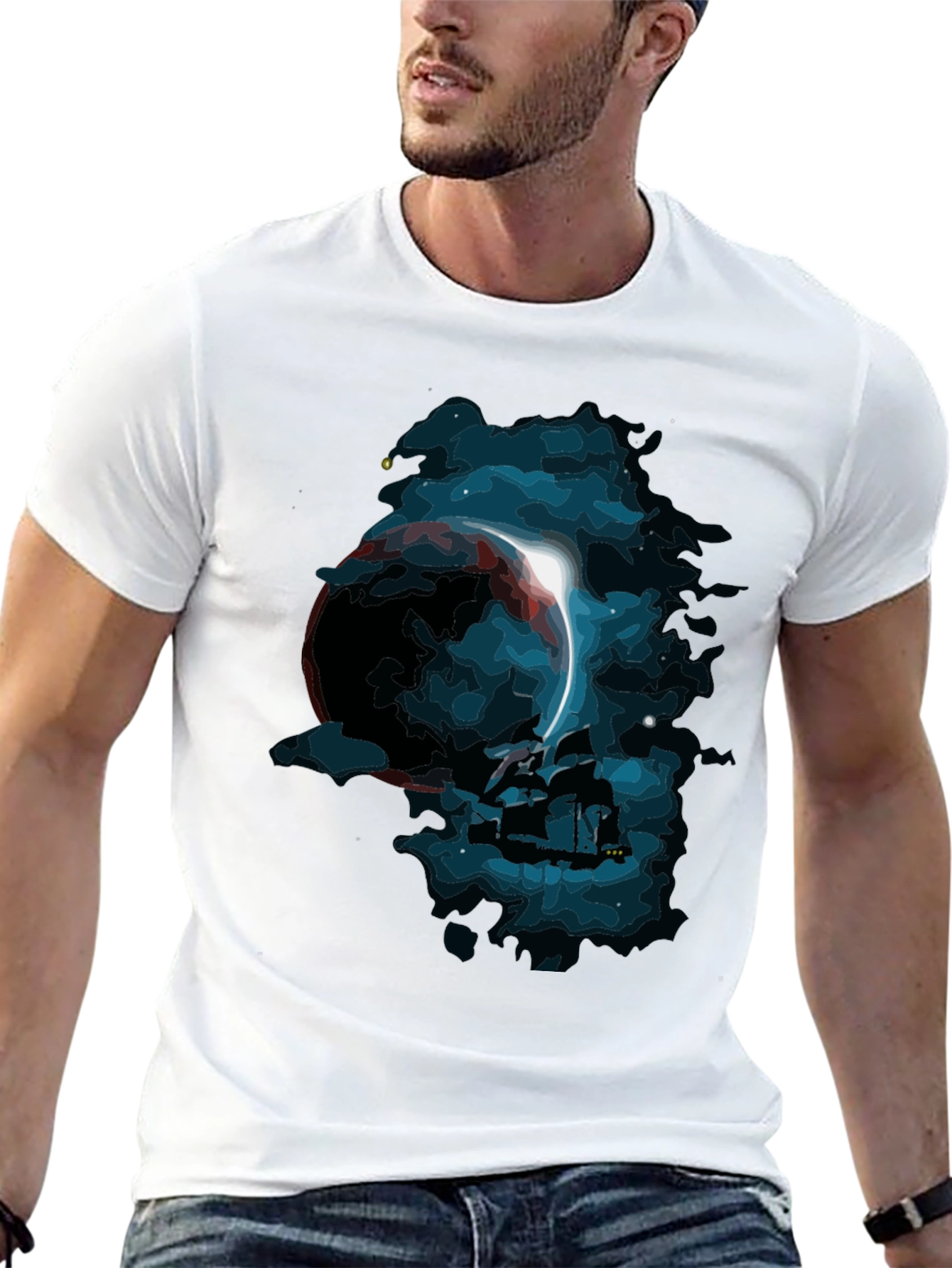 Cosmic Eclipse Graphic Tee - Black T-Shirt