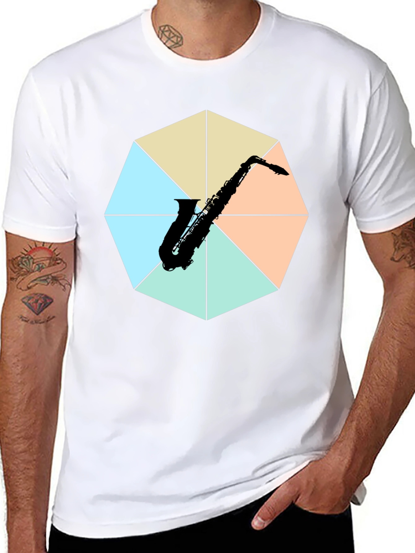 Saxophone Graphic Tee - Musical Instrument Print