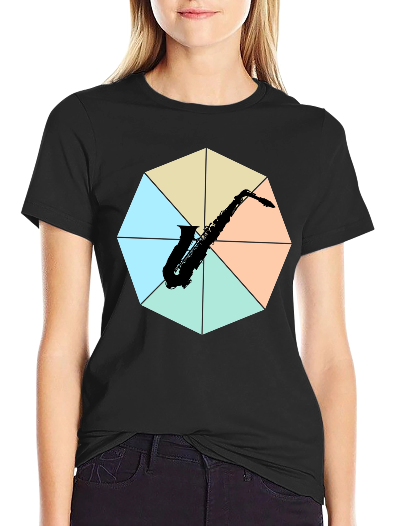 Saxophone Graphic Tee - Musical Instrument Print
