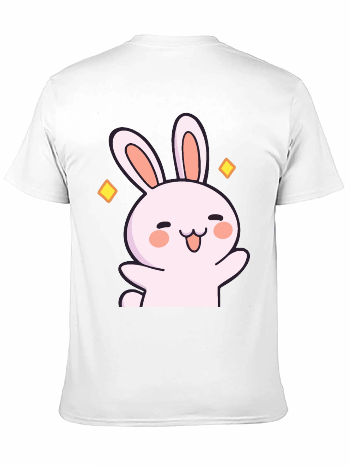 Cute Cartoon Bunny Graphic Black T-Shirt
