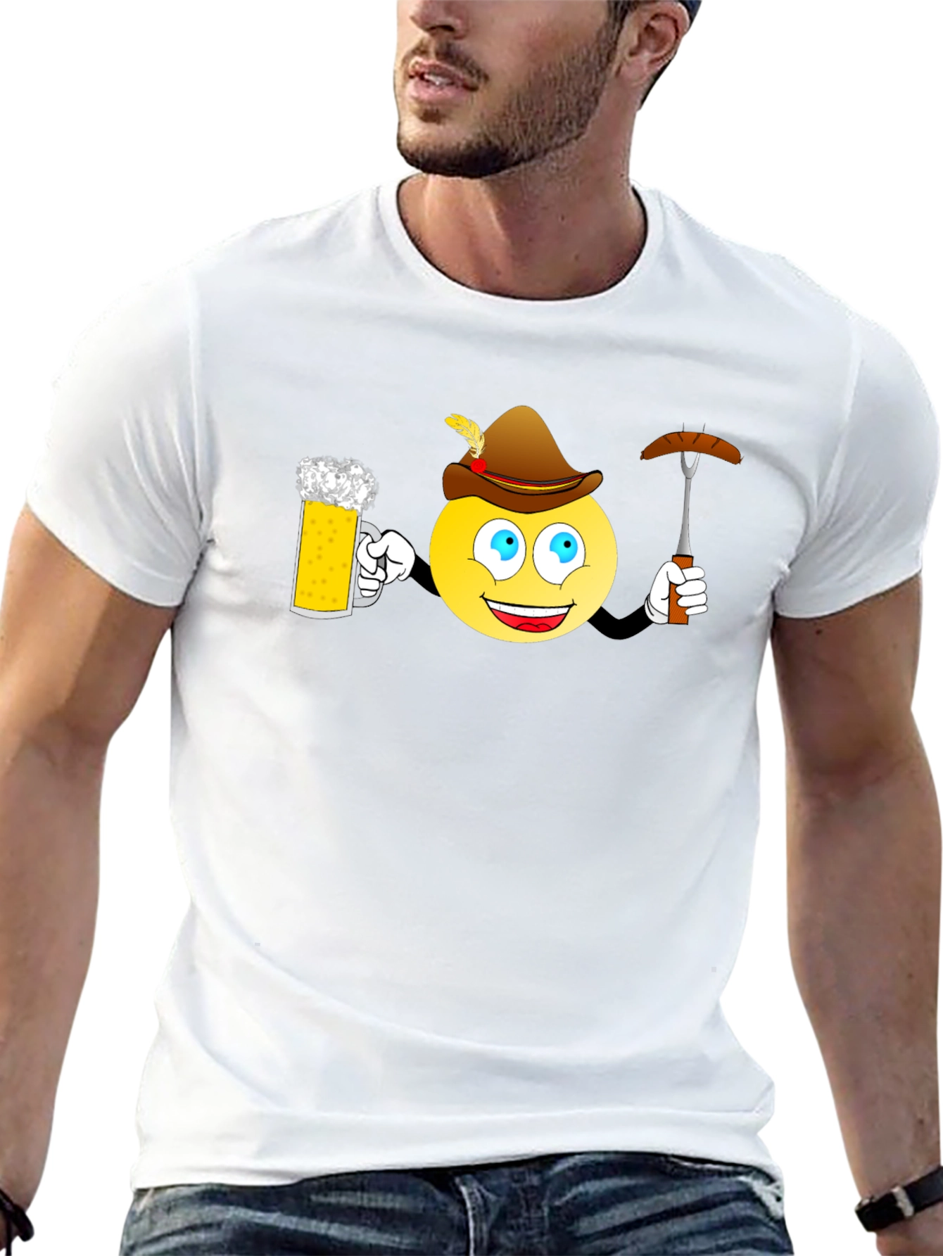 Oktoberfest Emoji T-Shirt - Beer and Bratwurst Fun!