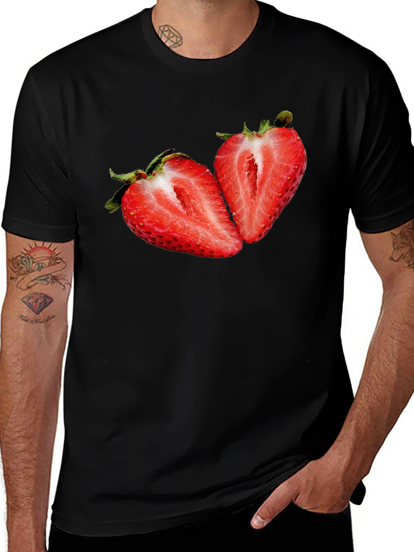 Strawberry Graphic Black T-Shirt