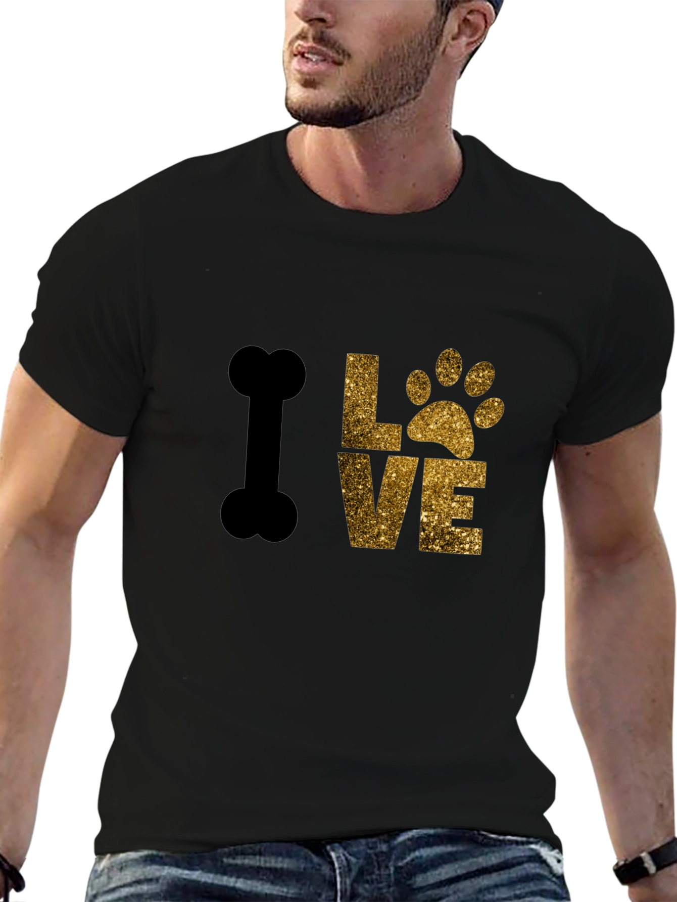 I Love Dogs T-Shirt Paw Print Bone Design