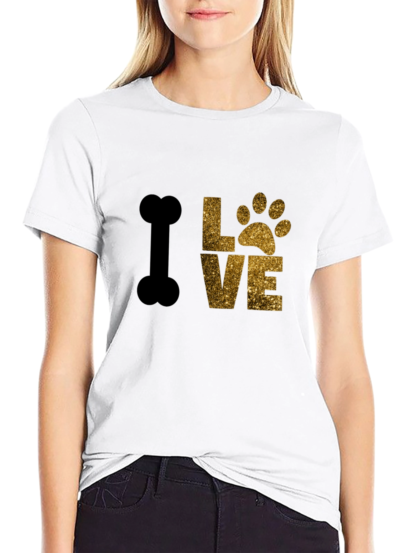 I Love Dogs T-Shirt Paw Print Bone Design