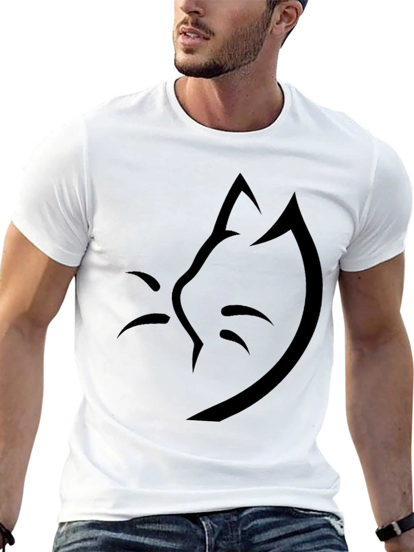 Minimalist Cat Silhouette Black T-Shirt