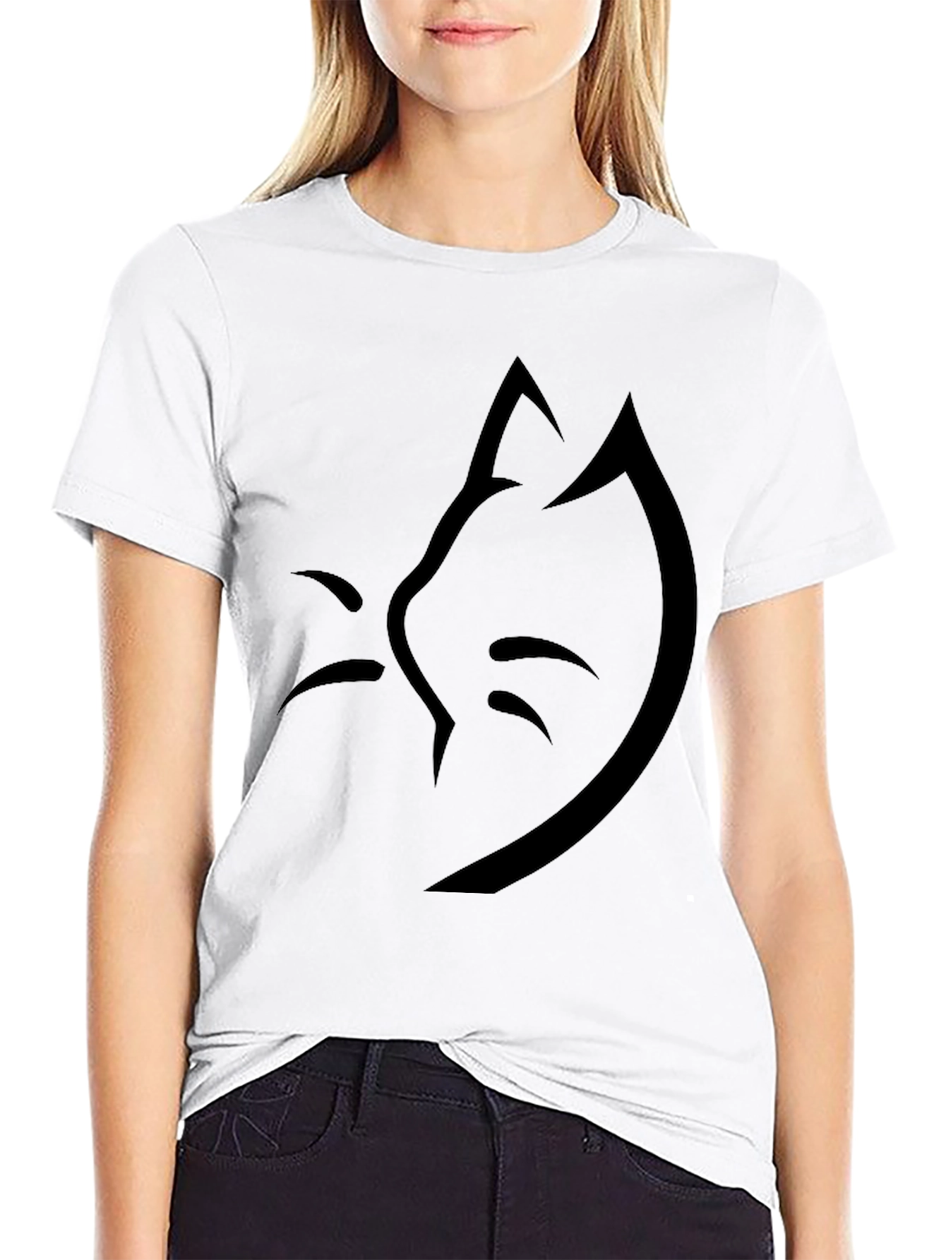 Minimalist Cat Silhouette Black T-Shirt