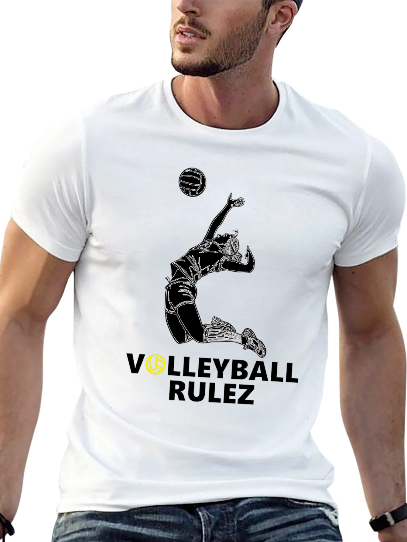Volleyball Rulez Graphic Tee - Black Cotton T-Shirt