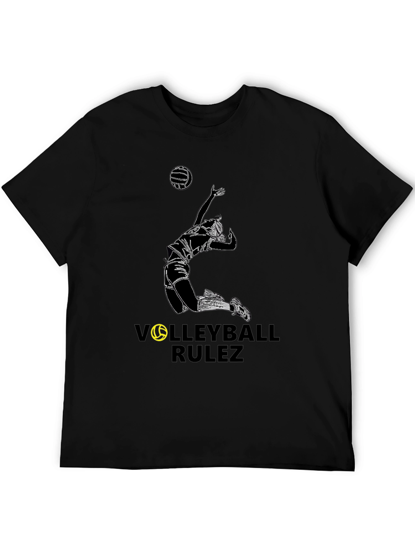 Volleyball Rulez Graphic Tee - Black Cotton T-Shirt