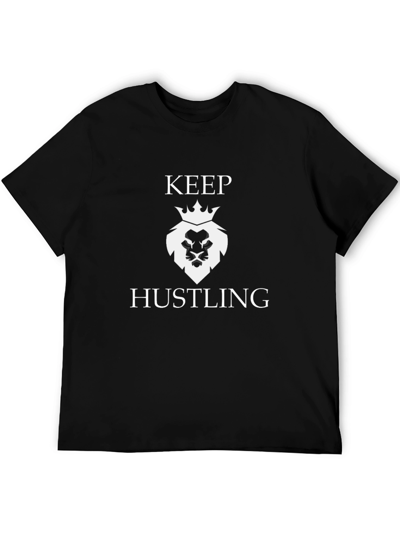 Keep Hustling Lion Graphic Tee - Black