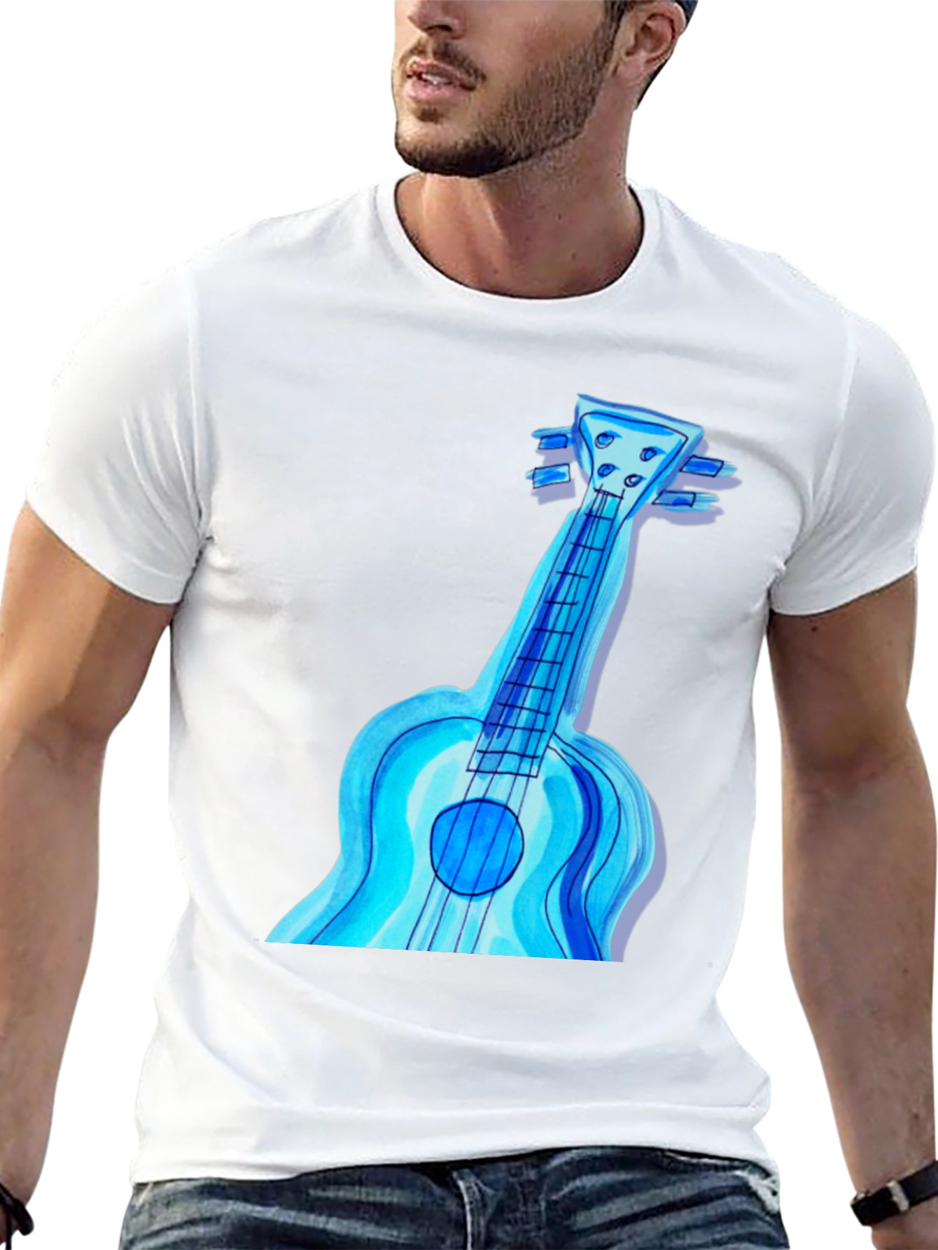Blue Ukulele Graphic T-Shirt