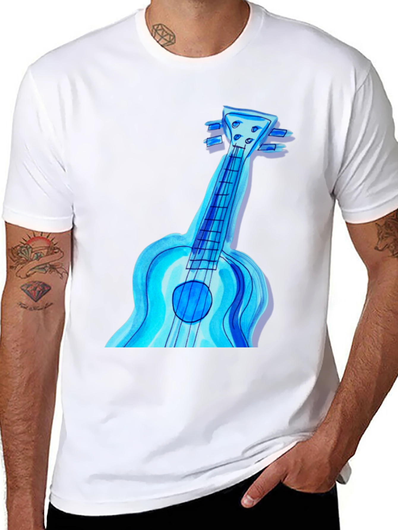 Blue Ukulele Graphic T-Shirt