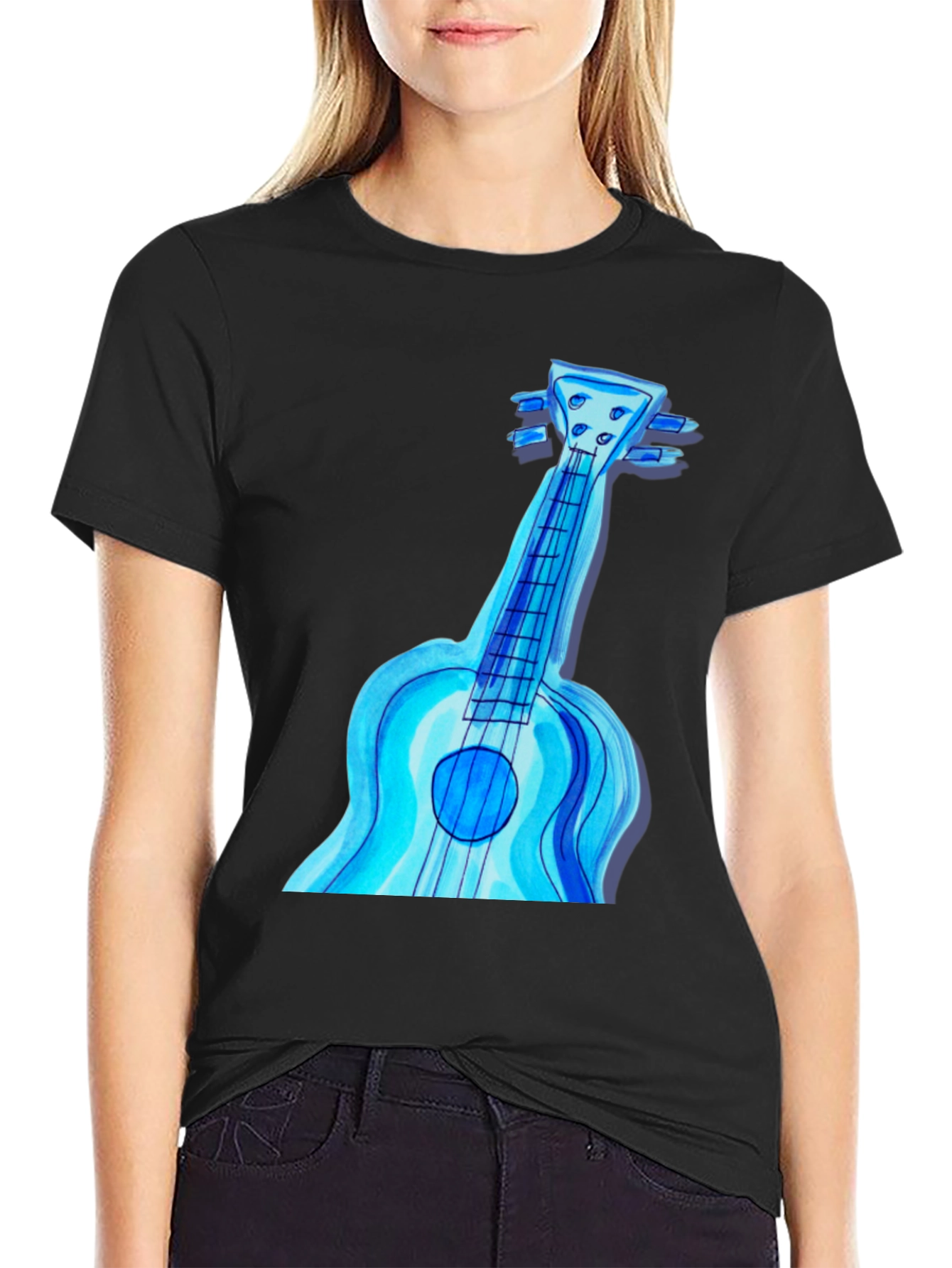 Blue Ukulele Graphic T-Shirt