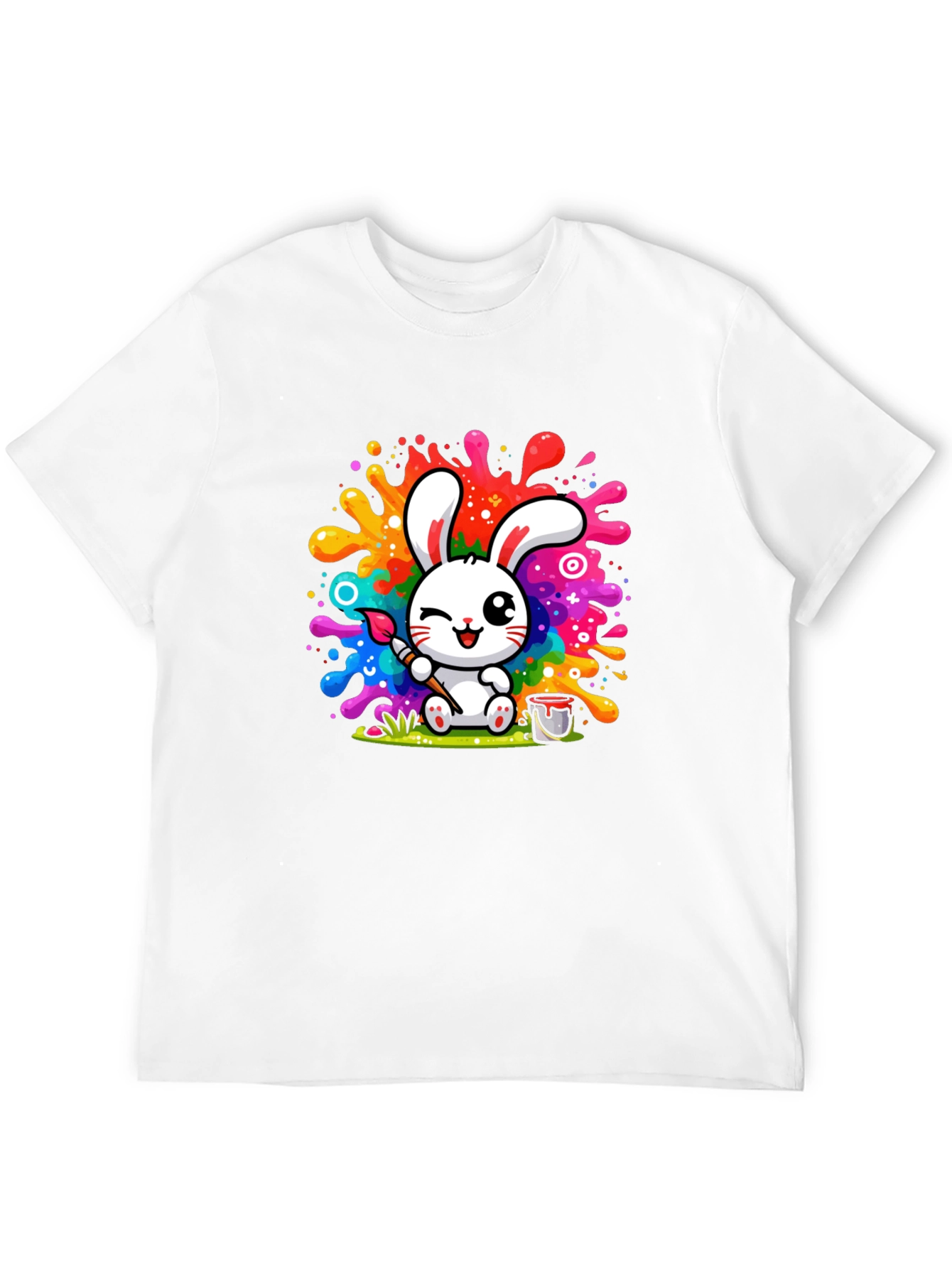 Bunny Painter Graphic T-Shirt - Artistic Style