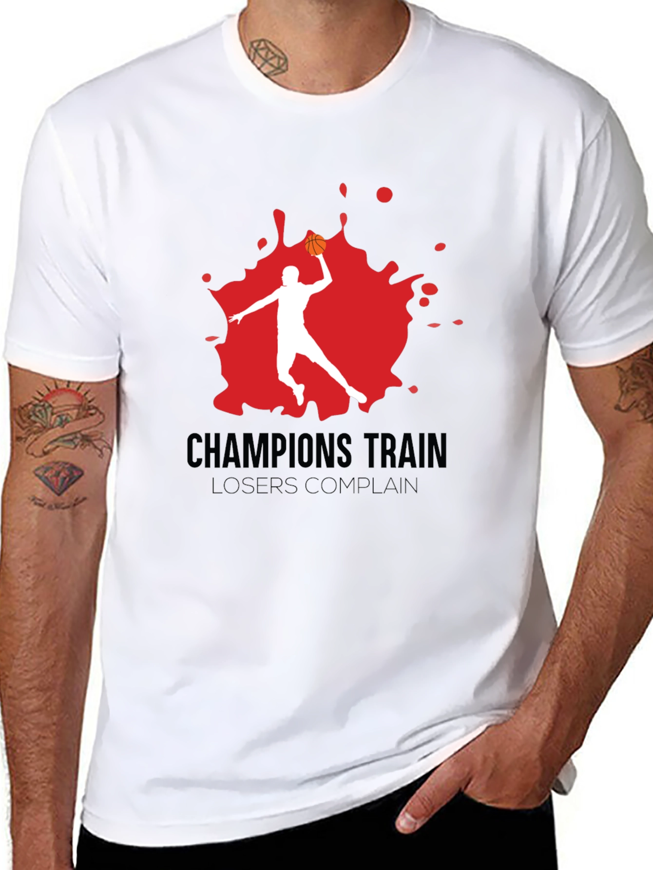 Champions Train Graphic Tee - Basketball Motivation