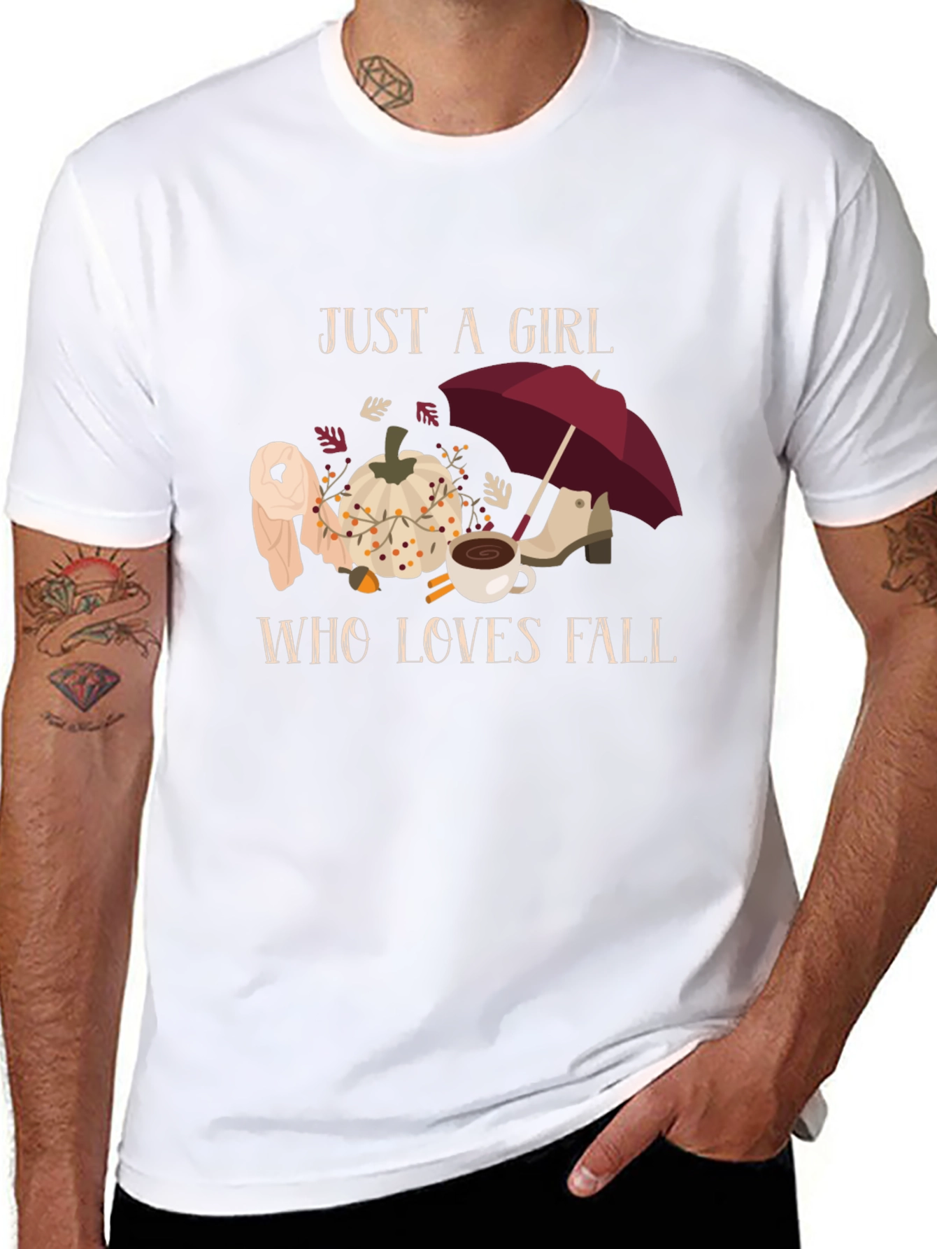 Fall Lover Tee - Autumn Pumpkin Umbrella Shirt