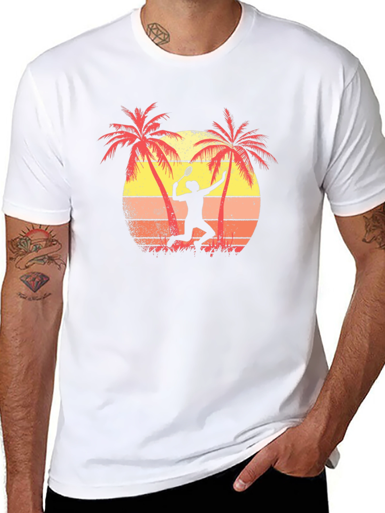 Tropical Tennis Player Graphic Tee