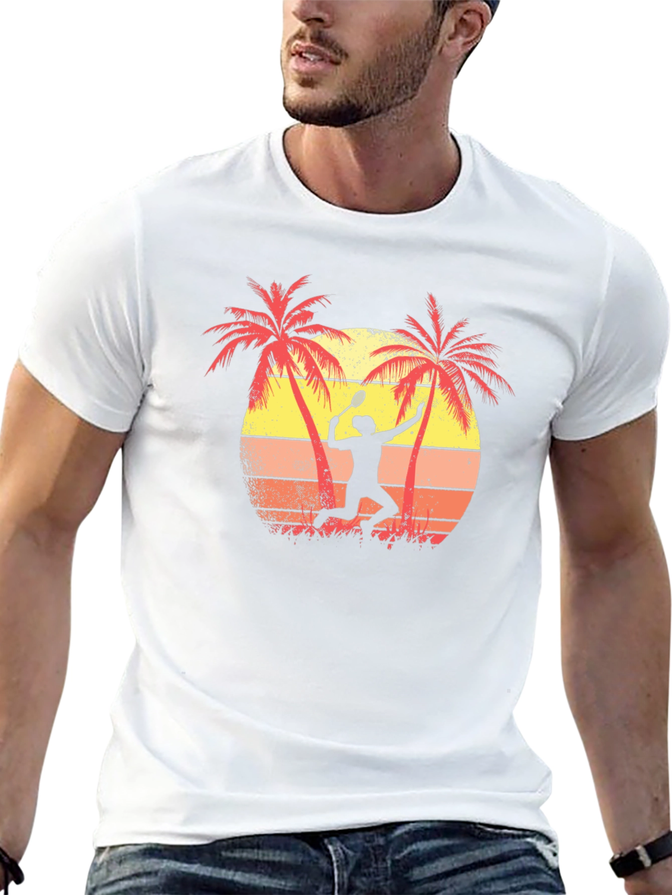 Tropical Tennis Player Graphic Tee