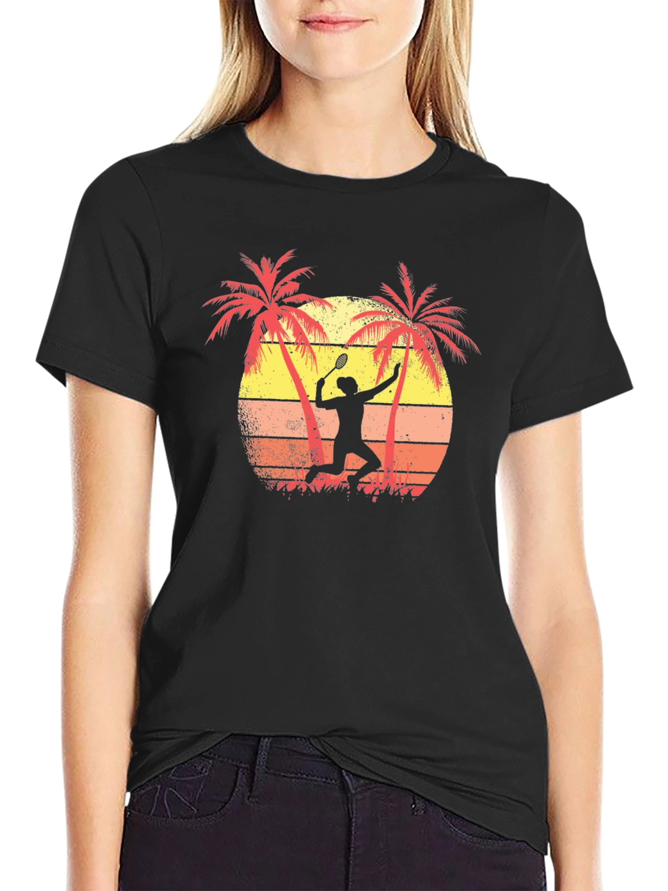 Tropical Tennis Player Graphic Tee