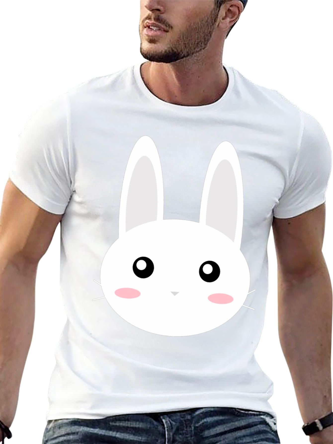 Cute Bunny Graphic Black T-Shirt