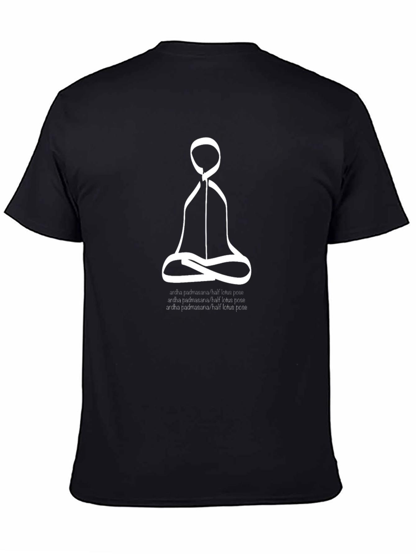 Yoga Lotus Pose Graphic Tee - Black Cotton Blend
