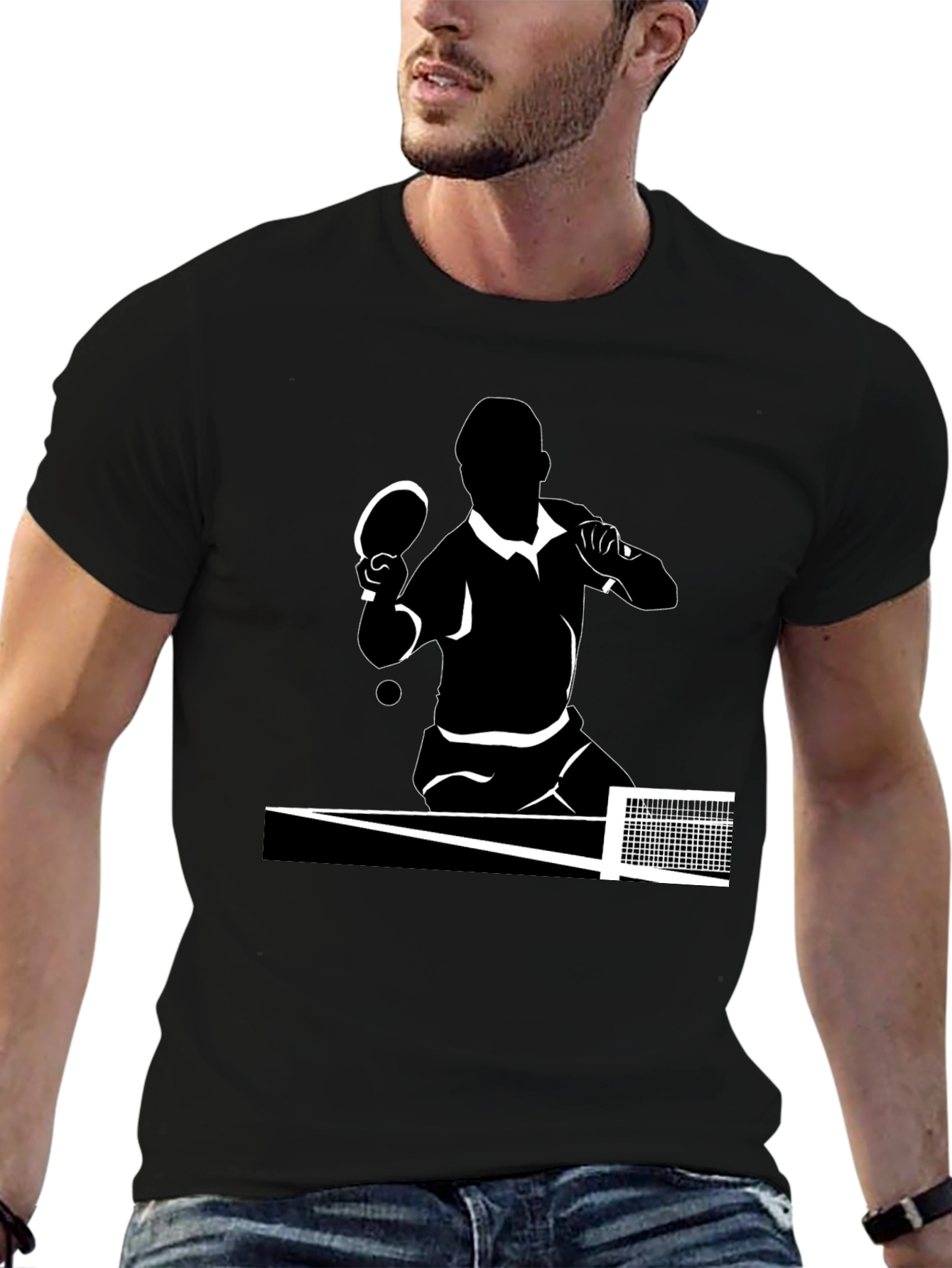 Table Tennis Player Graphic Tee - Black