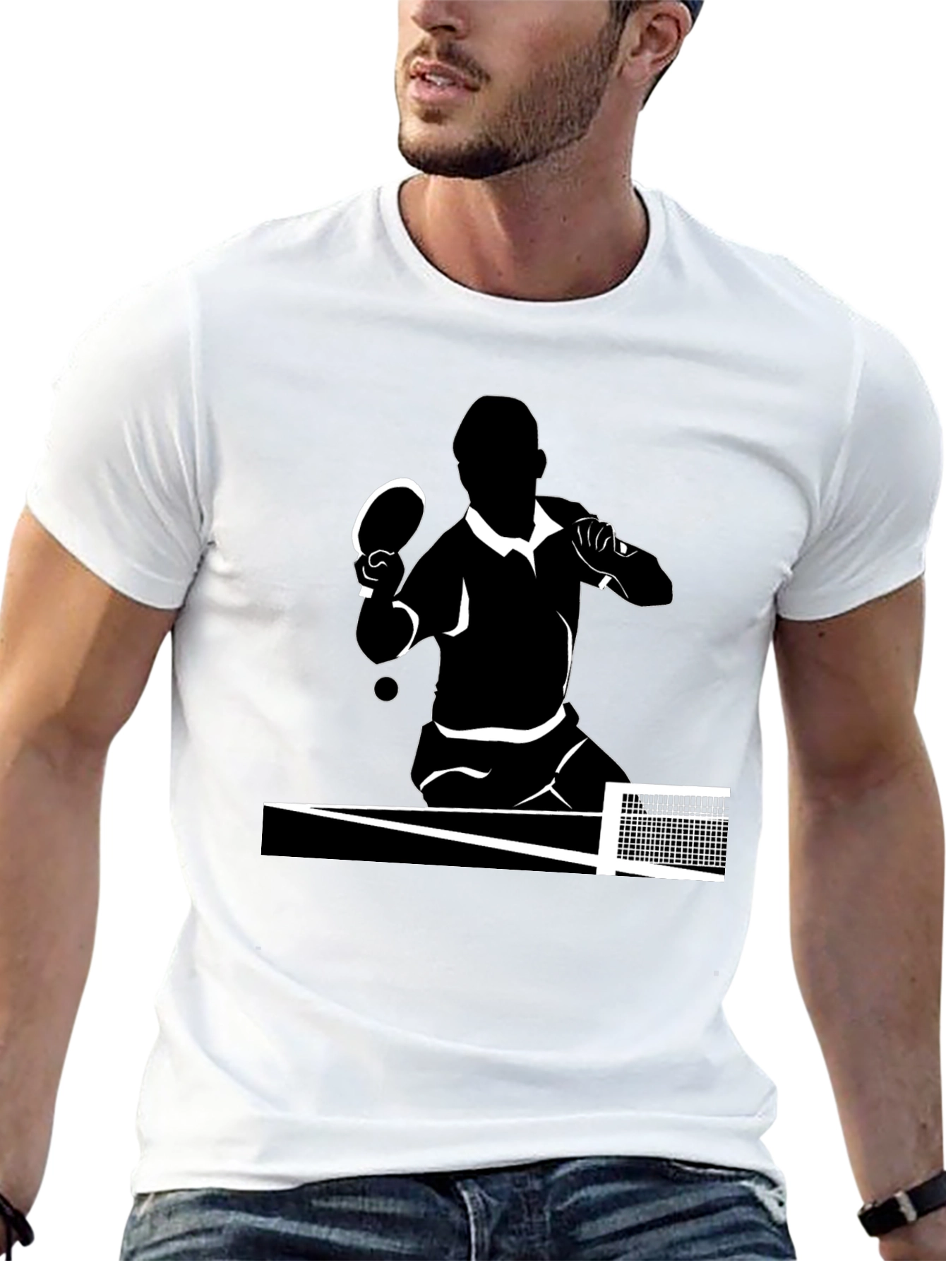 Table Tennis Player Graphic Tee - Black