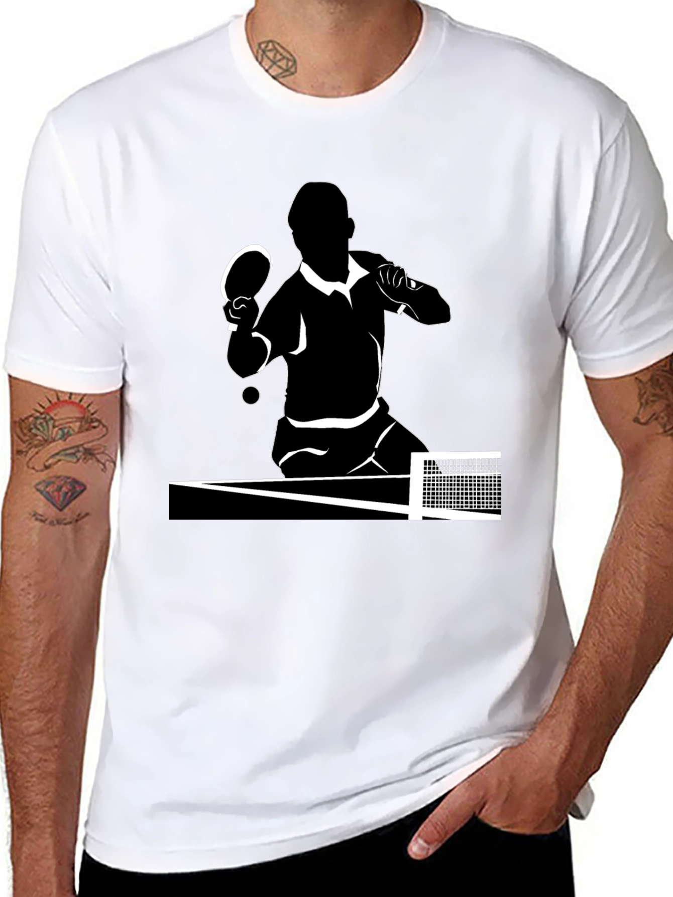 Table Tennis Player Graphic Tee - Black