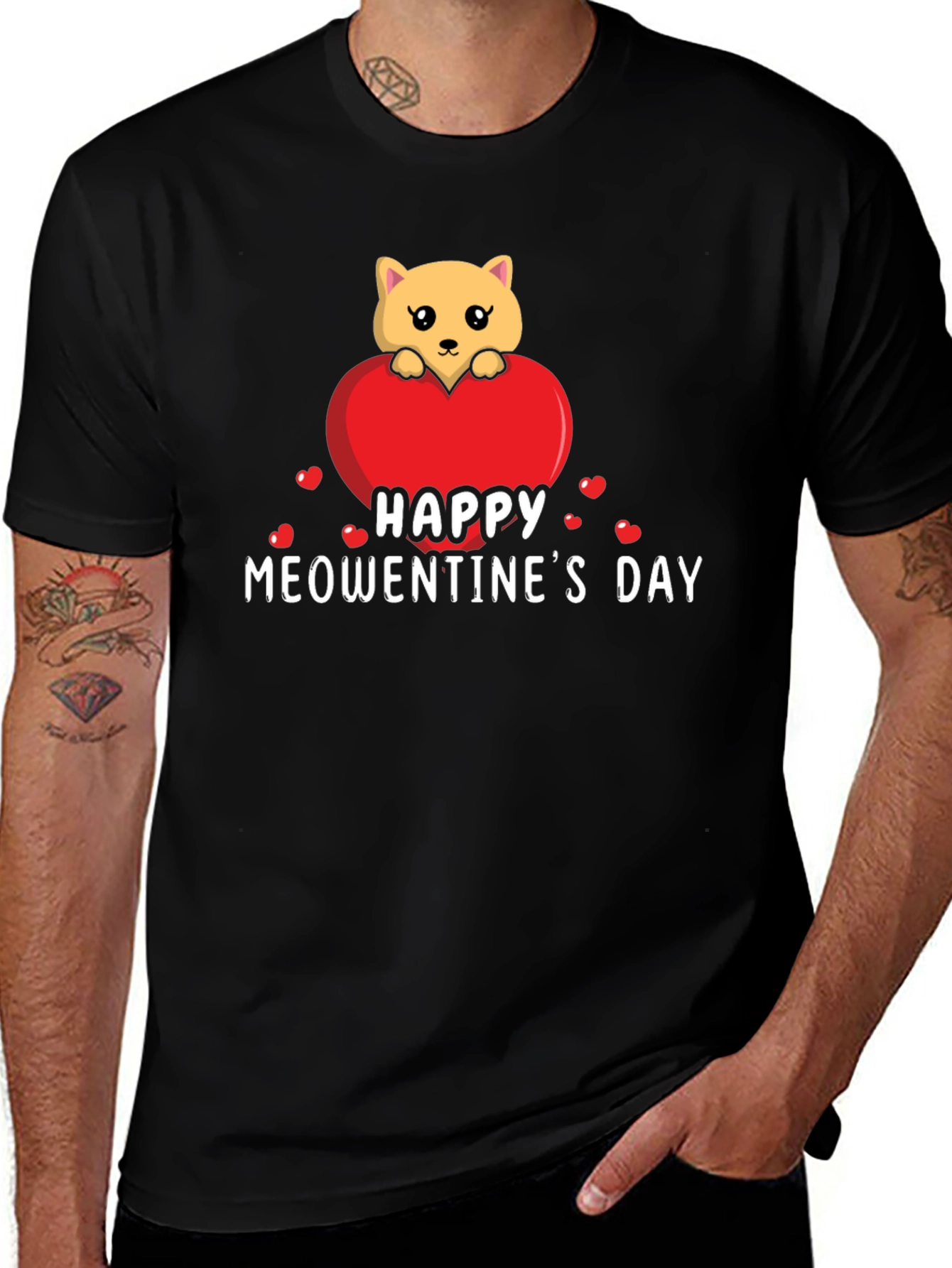 Happy Meowentines Day Black T-Shirt