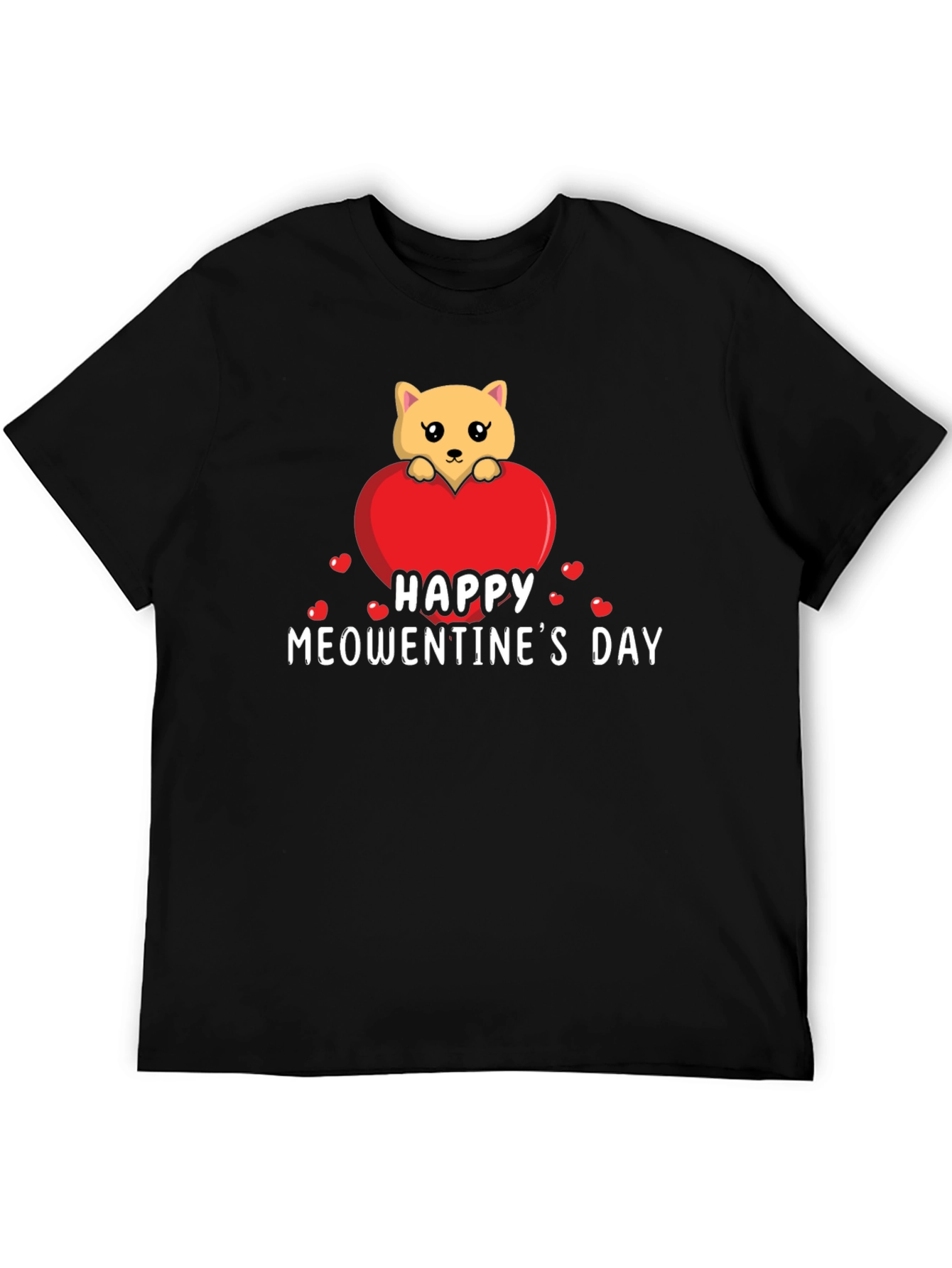 Happy Meowentines Day Black T-Shirt