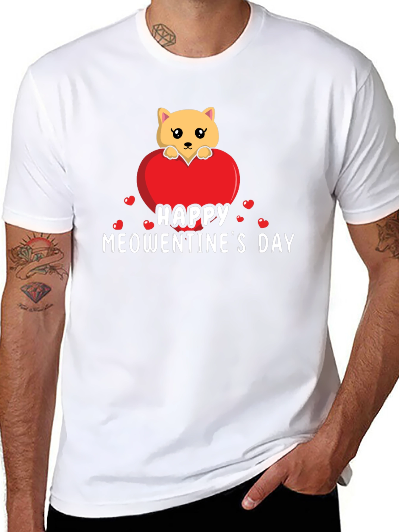 Happy Meowentines Day Black T-Shirt