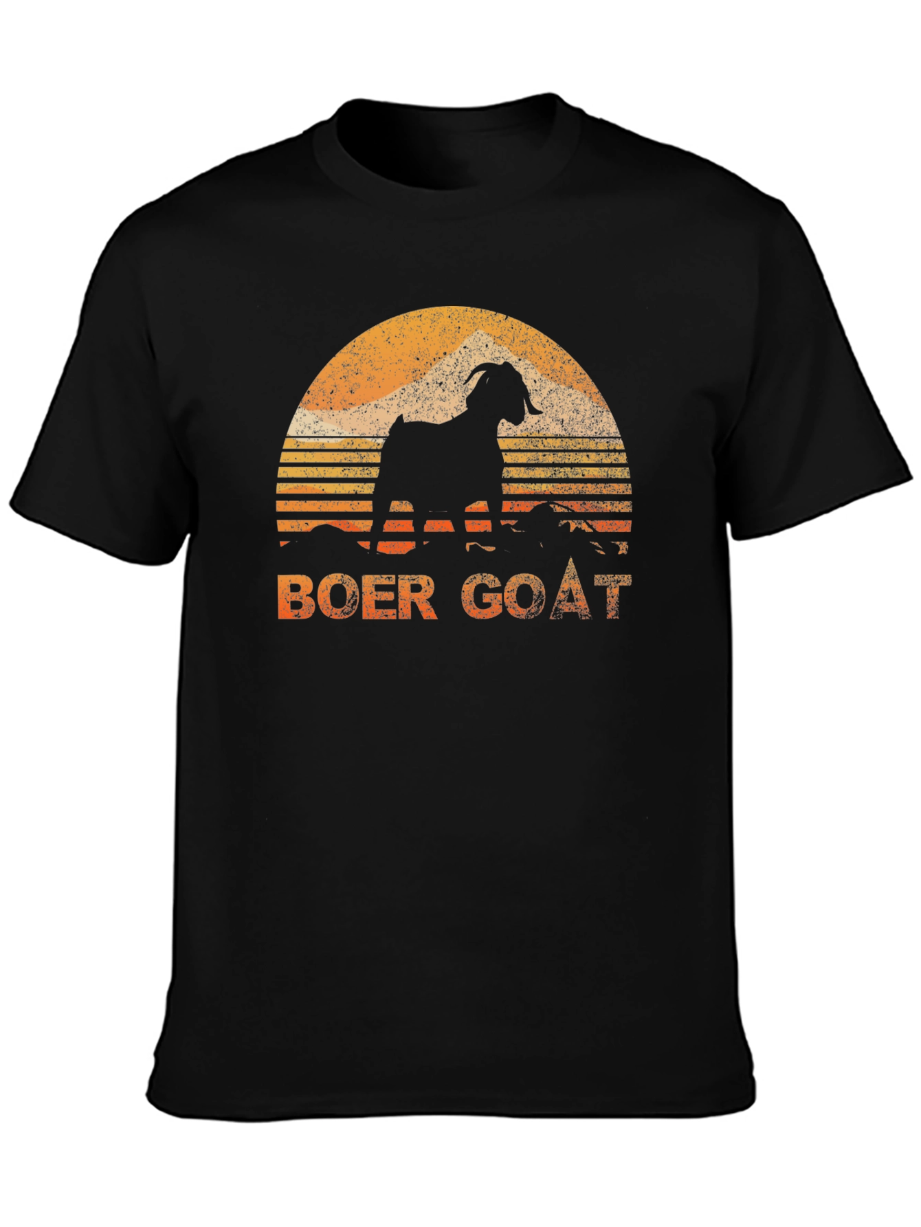 Boer Goat Sunset Graphic Tee - Black Cotton T-Shirt