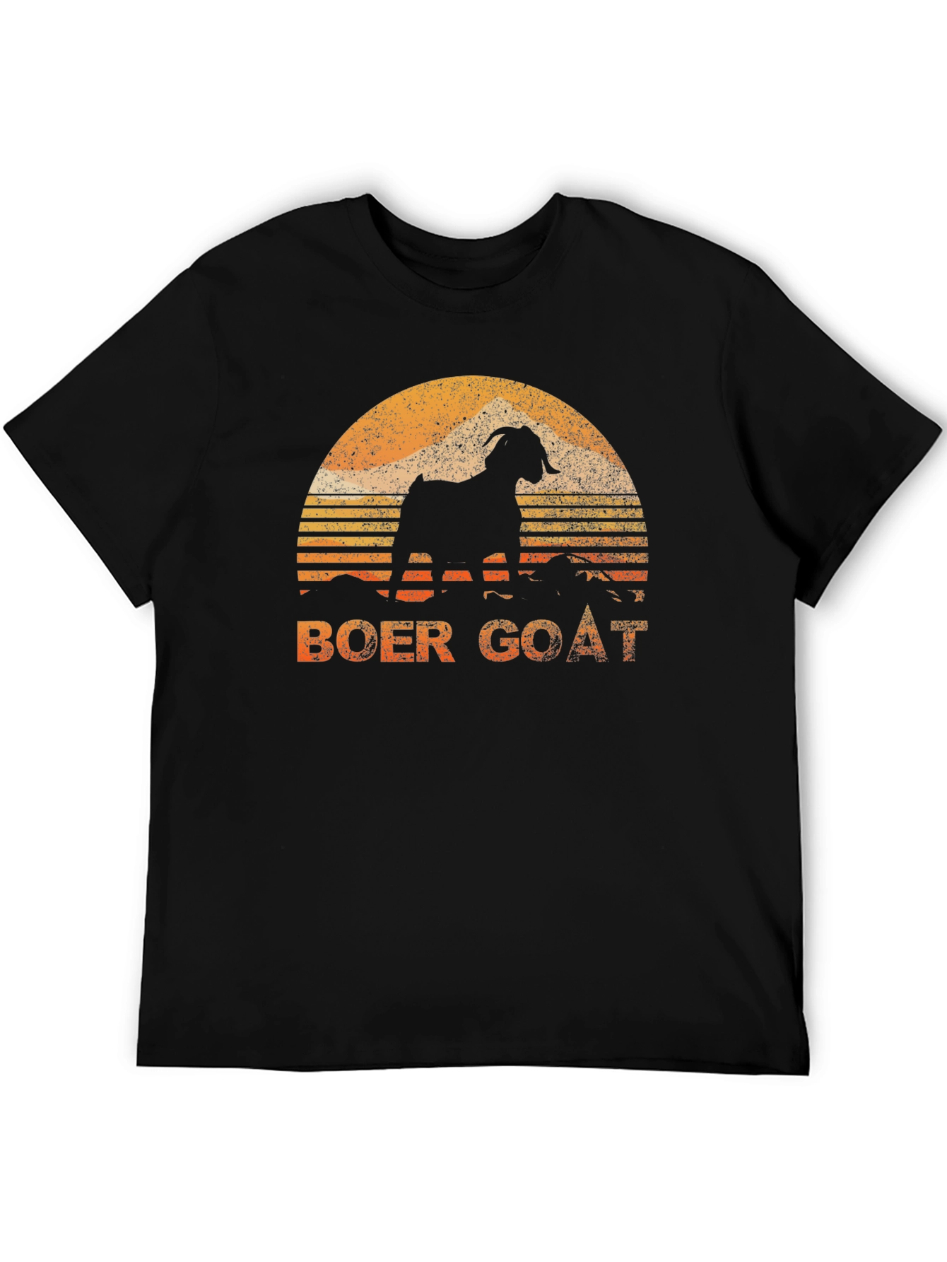 Boer Goat Sunset Graphic Tee - Black Cotton T-Shirt