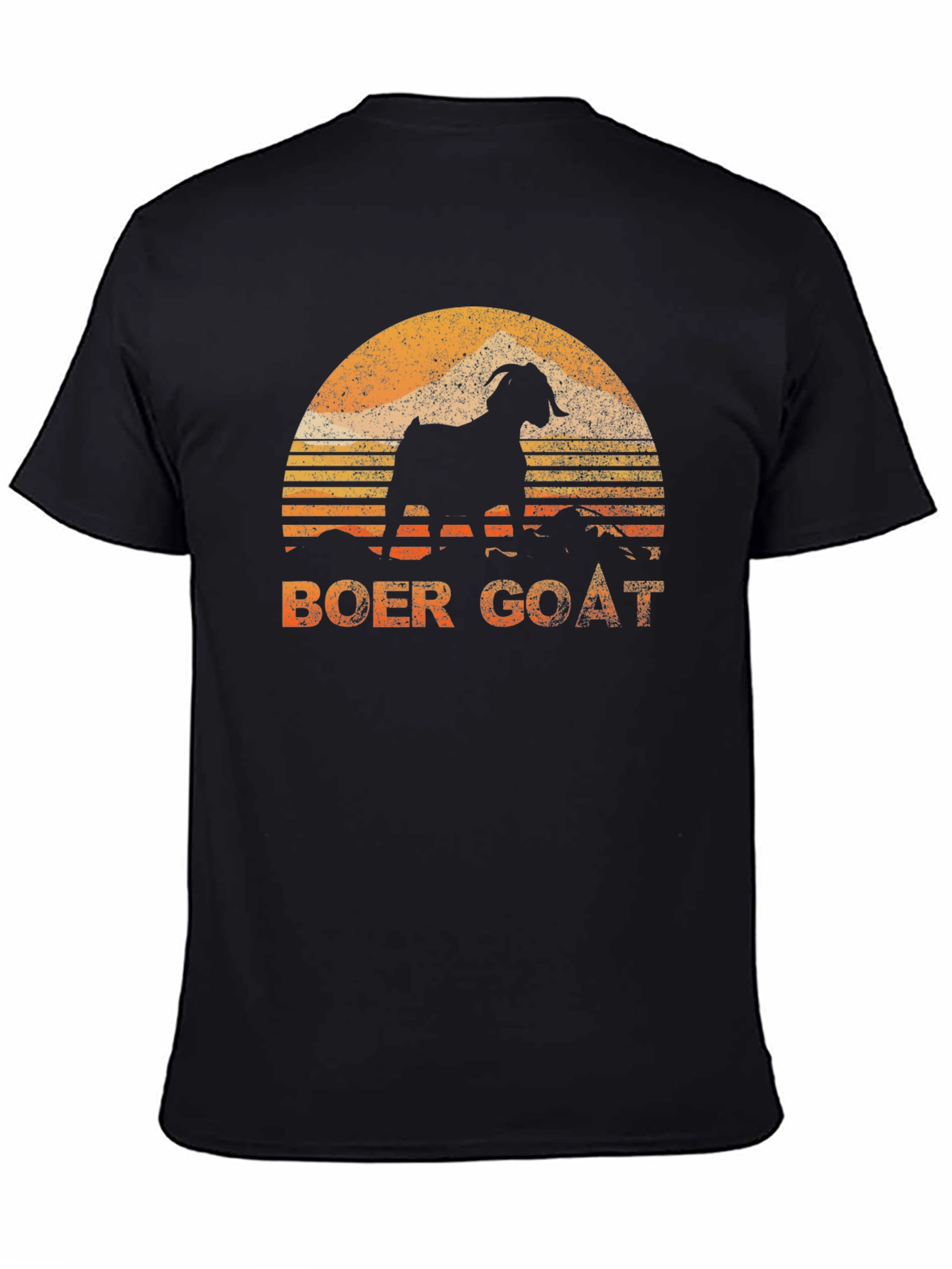 Boer Goat Sunset Graphic Tee - Black Cotton T-Shirt