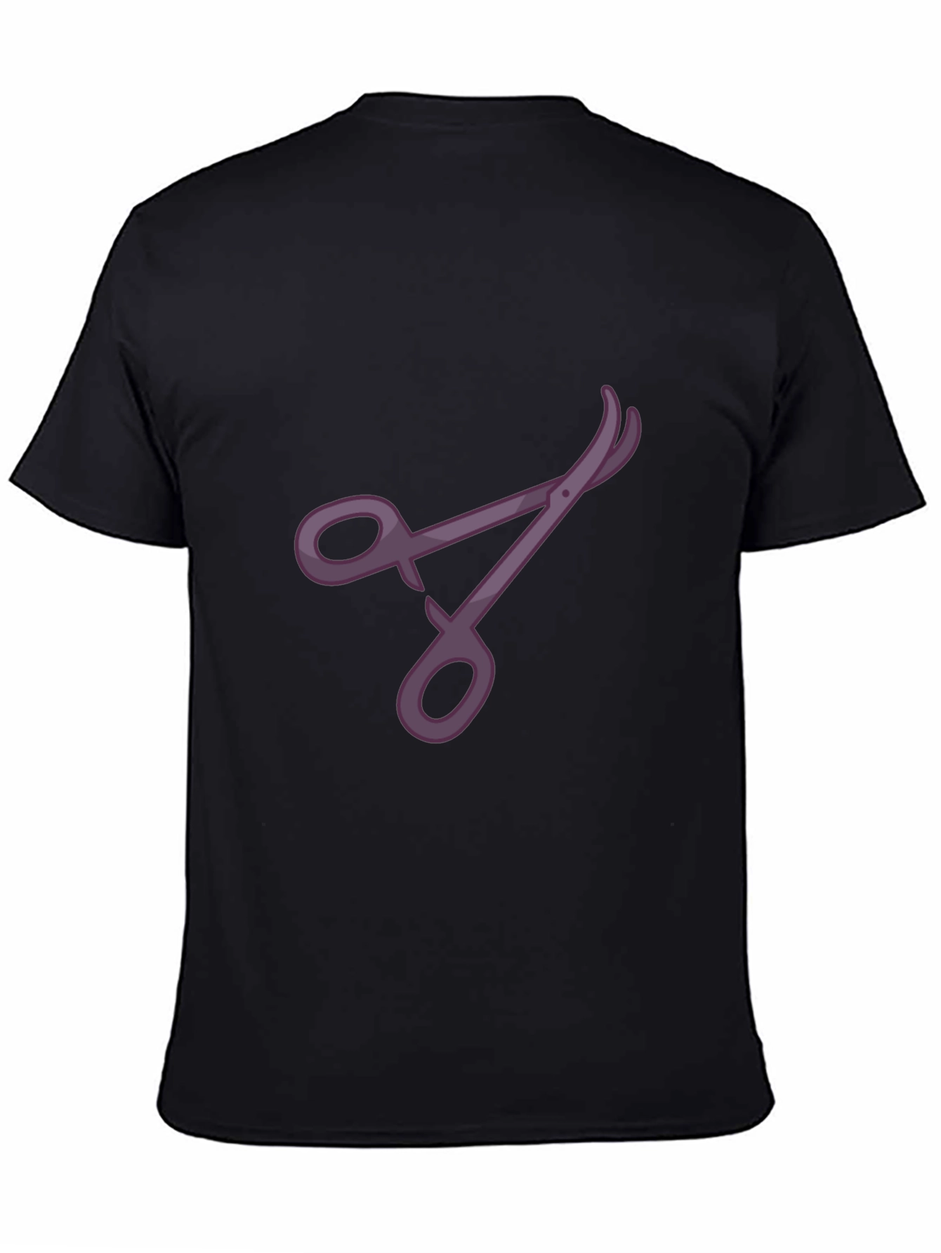 Stylish Black T-Shirt with Purple Scissors Design