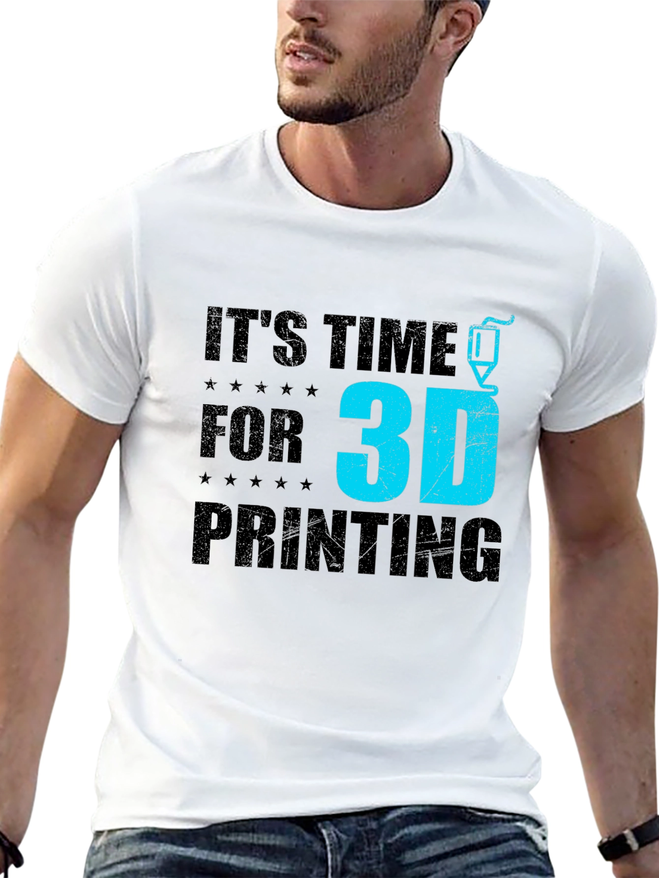 Its Time for 3D Printing Black Graphic T-Shirt