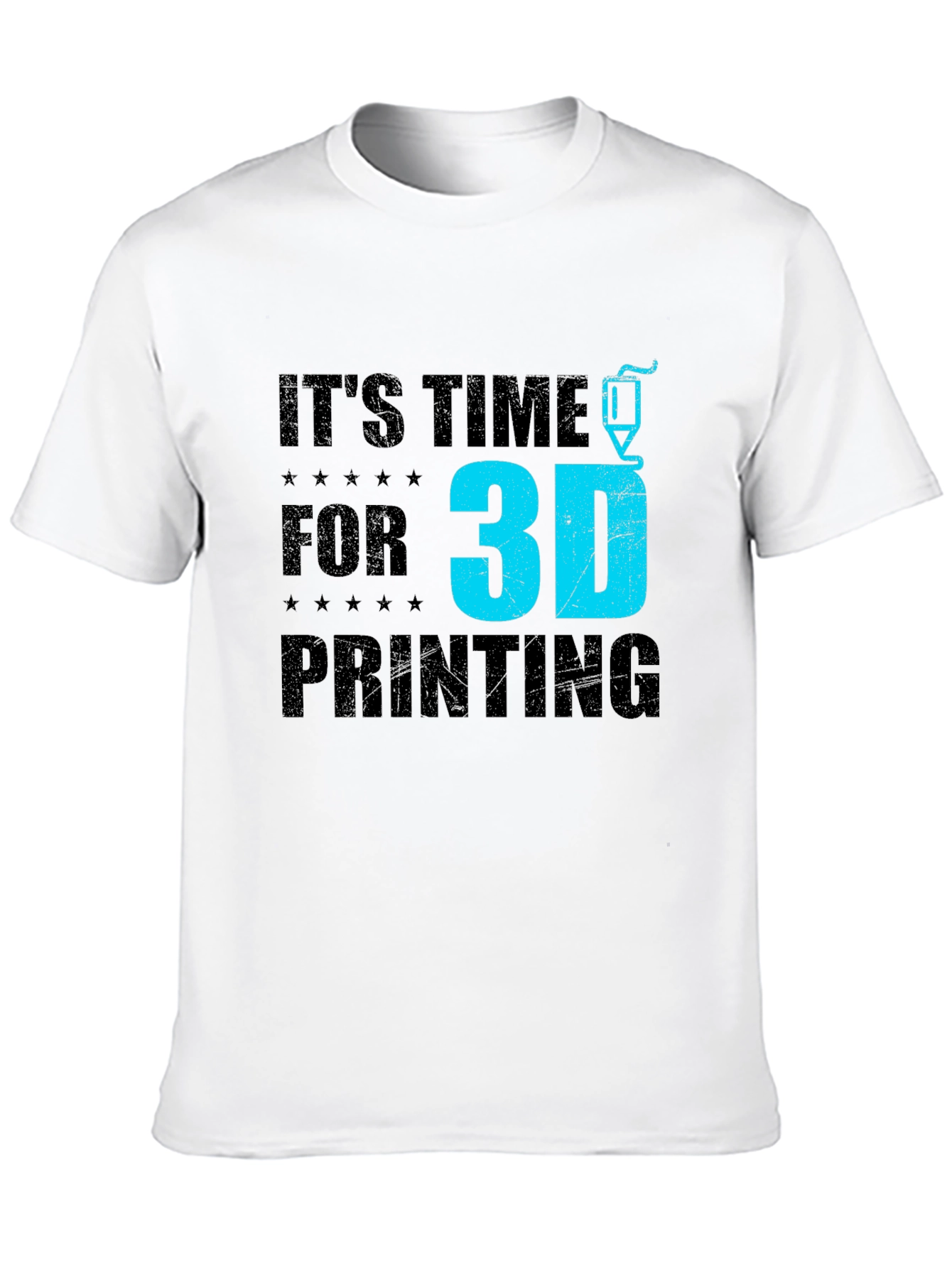 Its Time for 3D Printing Black Graphic T-Shirt