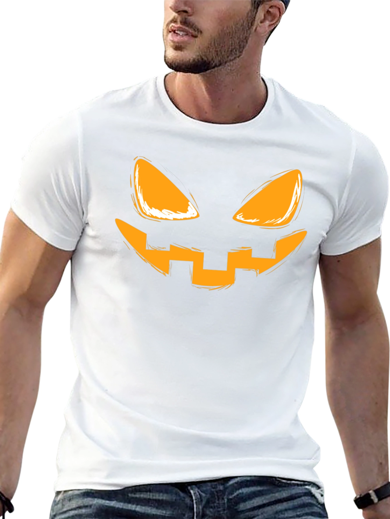 Spooky Pumpkin Face Graphic T-Shirt - Halloween Tee