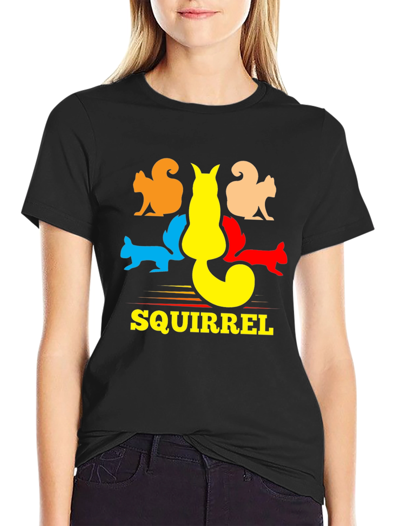 Squirrel Graphic T-Shirt - Black Cotton Tee