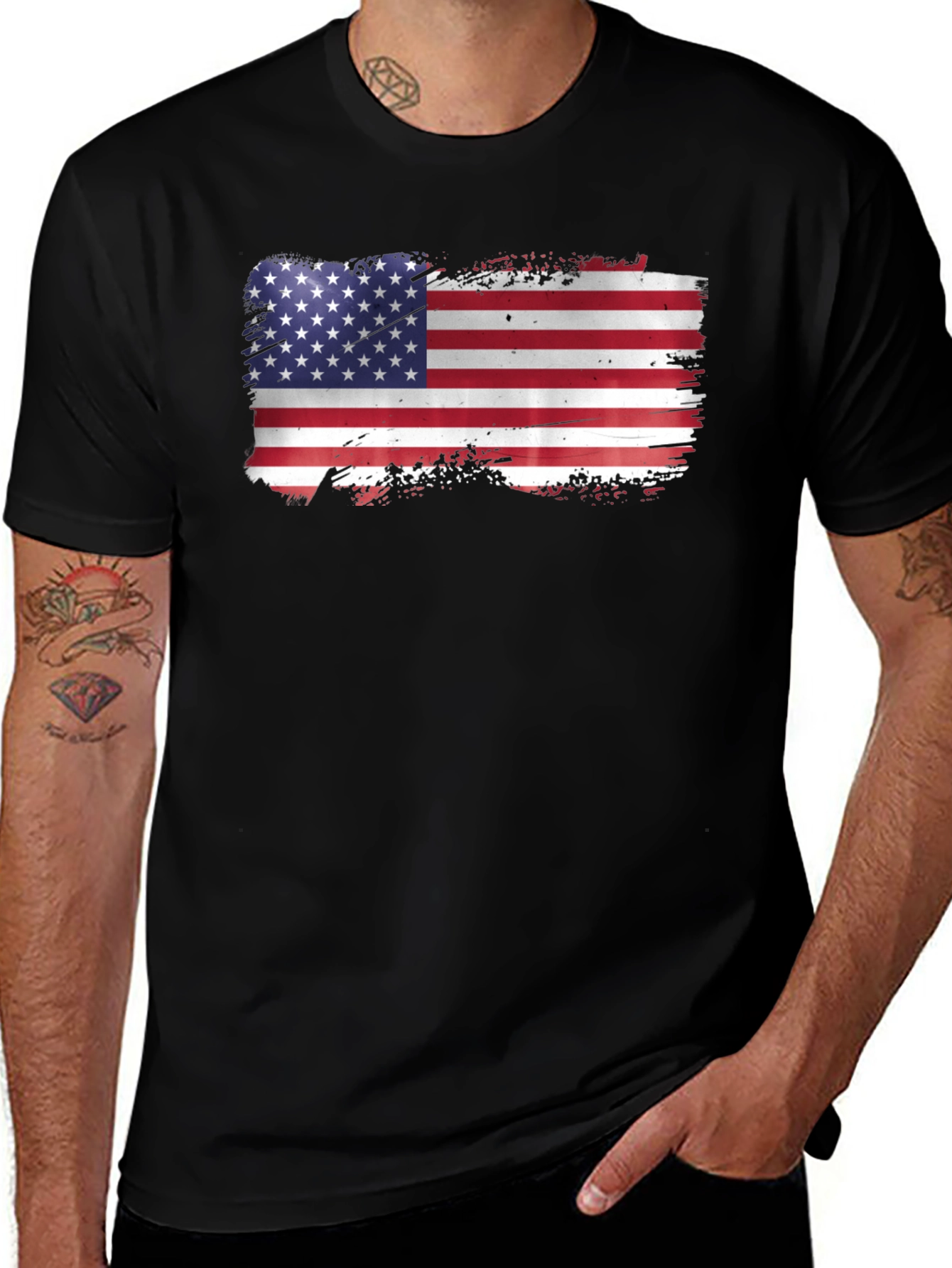 American Flag Graphic T-Shirt - Black