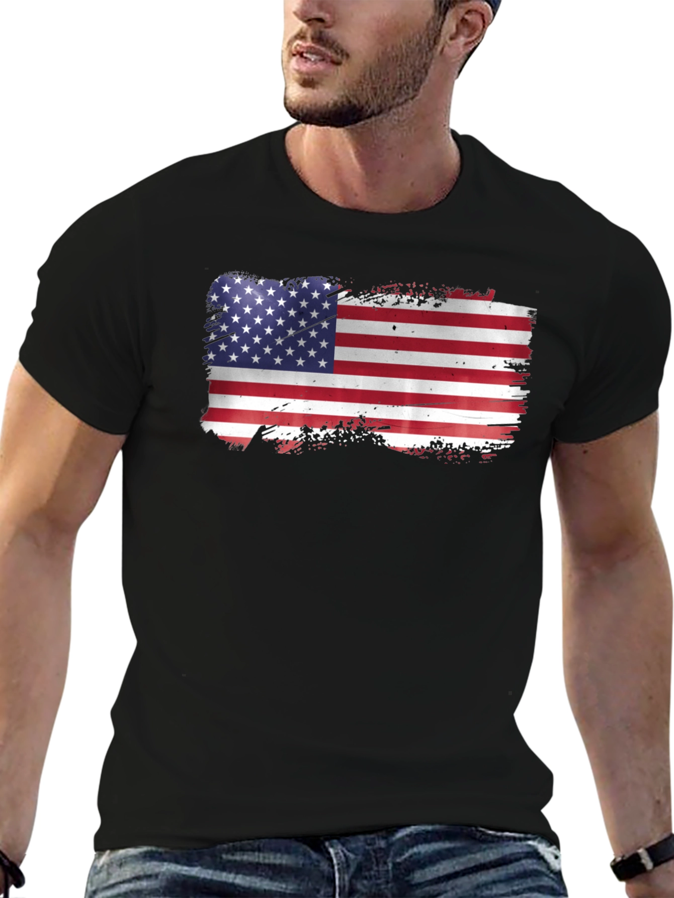 American Flag Graphic T-Shirt - Black