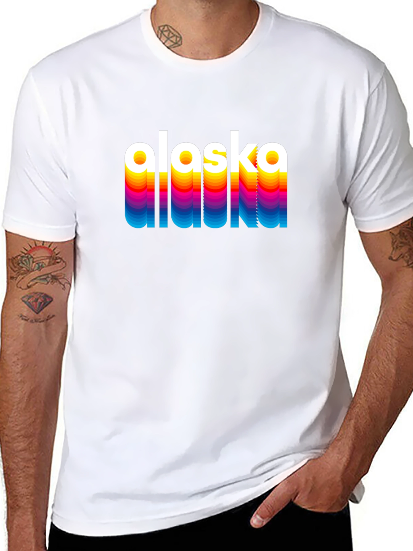 Retro Alaska Graphic Tee - Black Crew Neck