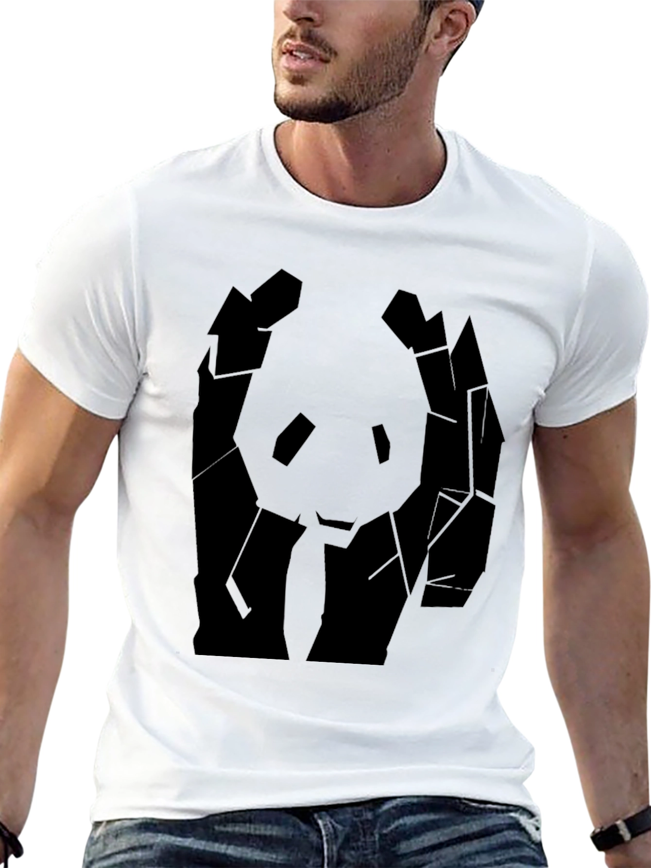 Geometric Panda Graphic Tee - Mens Black T-Shirt