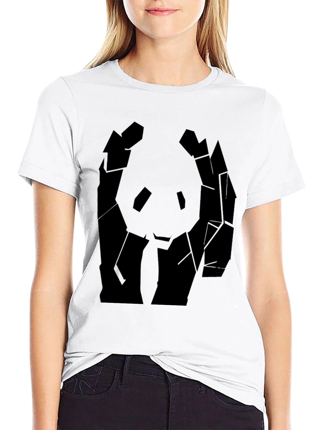Geometric Panda Graphic Tee - Mens Black T-Shirt
