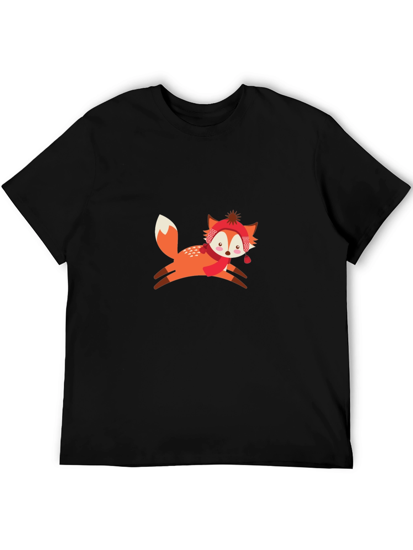 Black T-Shirt with Winter Fox Graphic
