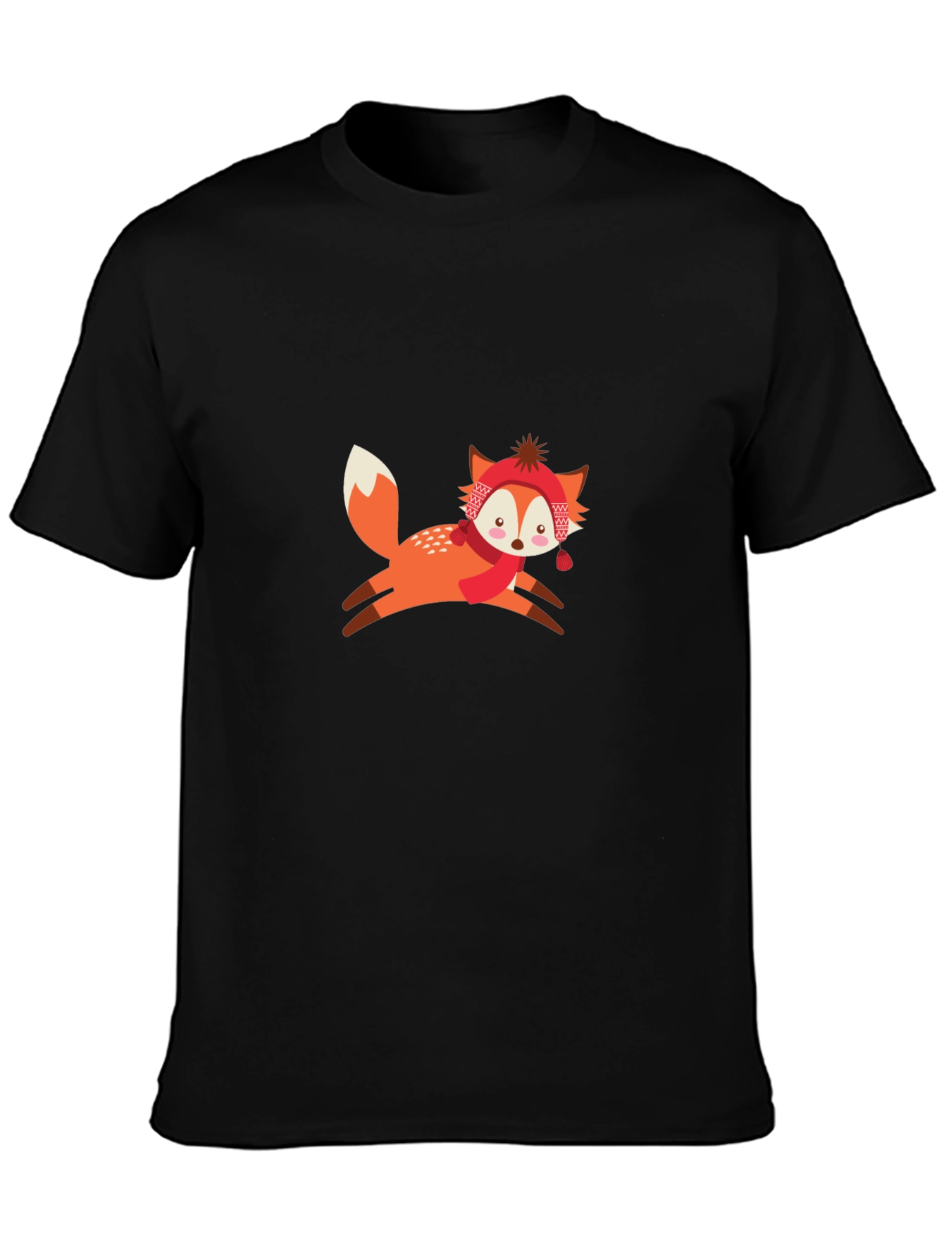 Black T-Shirt with Winter Fox Graphic
