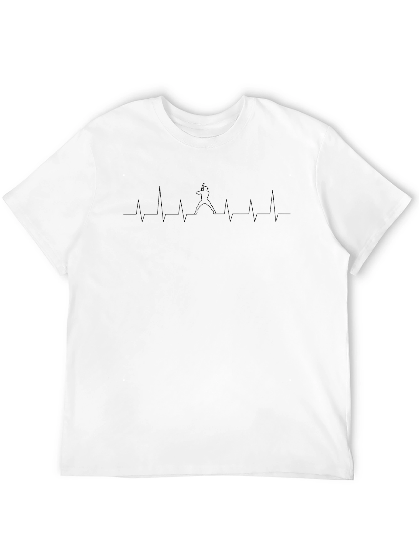 Baseball Heartbeat T-Shirt - Black