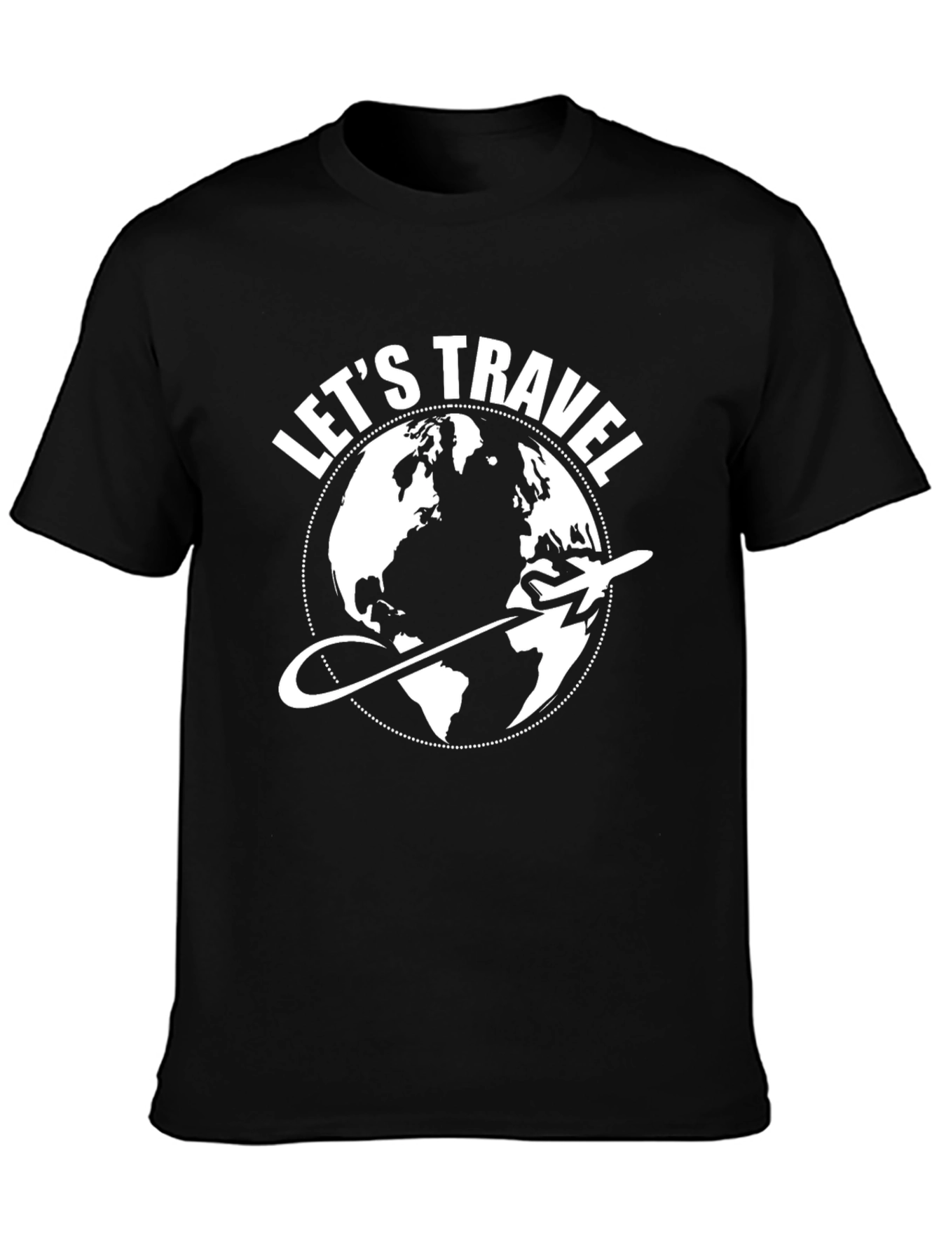 Lets Travel Graphic T-Shirt - Globe Airplane Design
