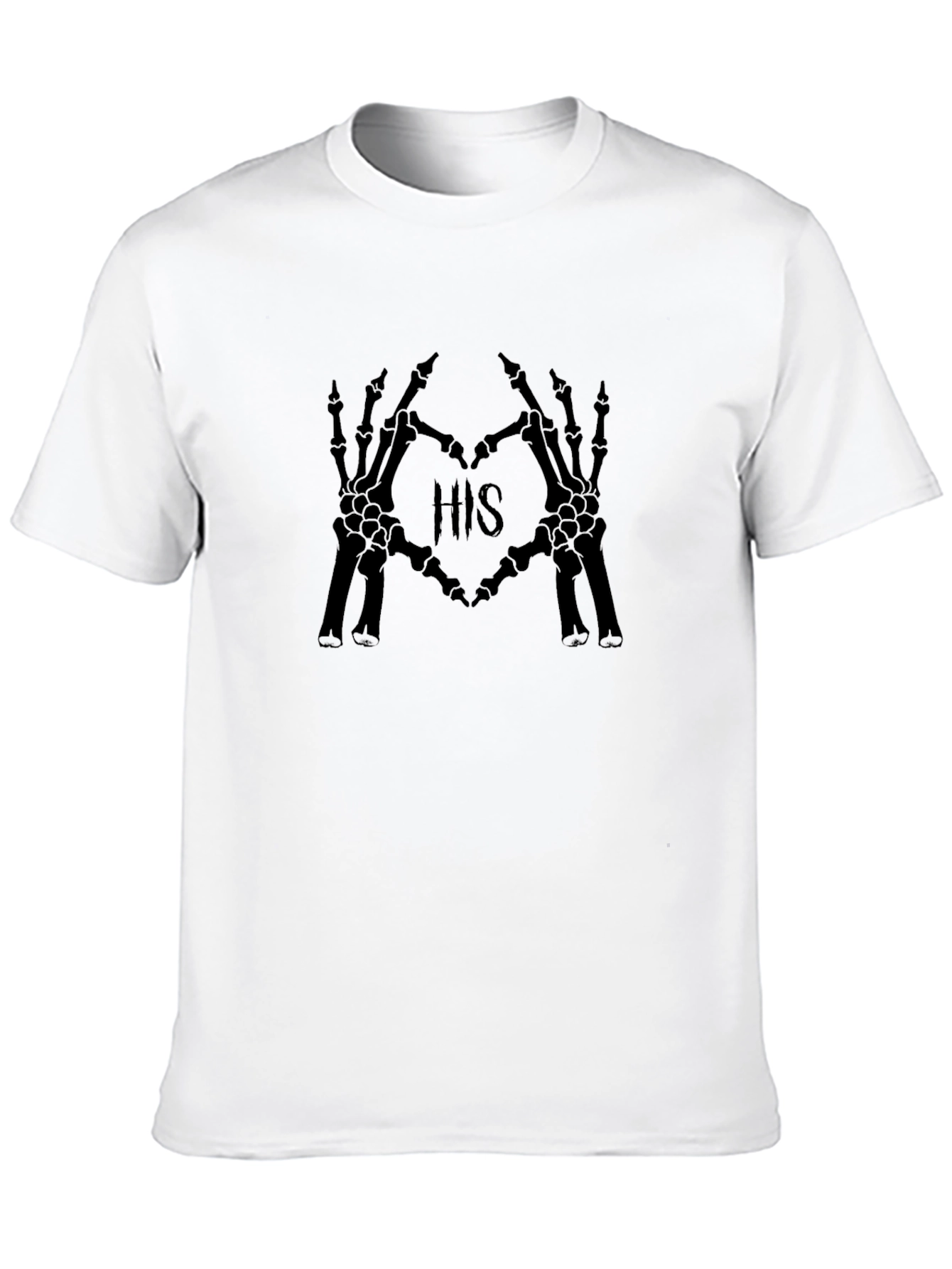 HIS Skeleton Hands Heart Graphic Black T-Shirt