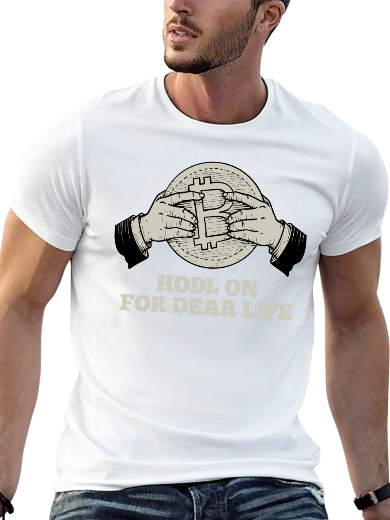 HODL ON FOR DEAR LIFE T-shirt Crypto Bitcoin