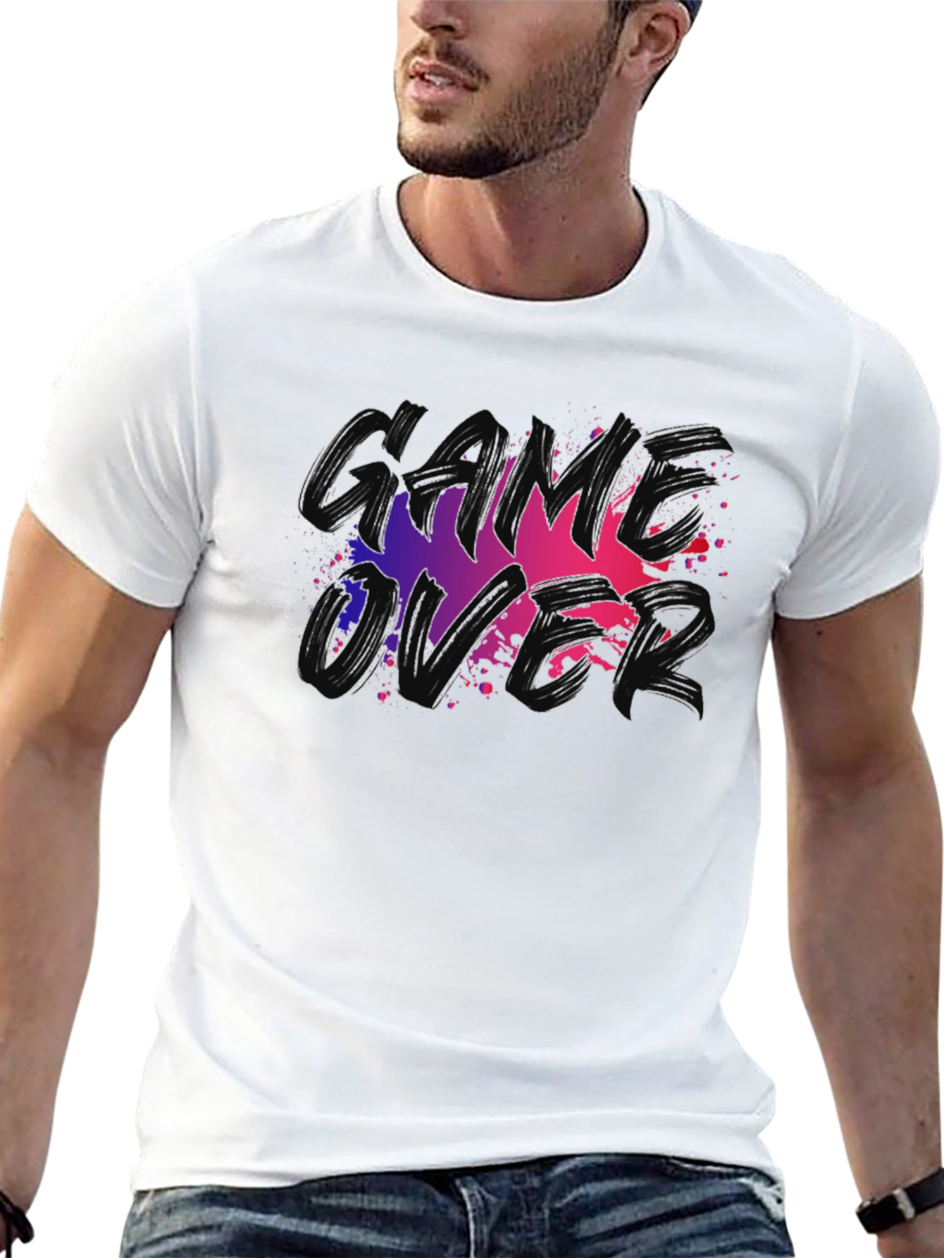 Game Over Graphic Tee - Black Cotton T-Shirt